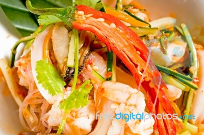 Fresh Seafood Thai Salad Stock Photo