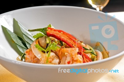 Fresh Seafood Thai Salad Stock Photo