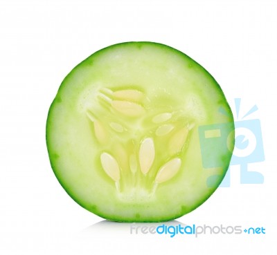 Fresh Slice Cucumber On The White Background Stock Photo