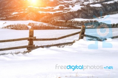 Fresh Snow Cover And Sun Light,winter Background Stock Photo