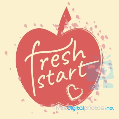 Fresh Start Apple Means Beginnings Future And Rejuvenating Stock Image