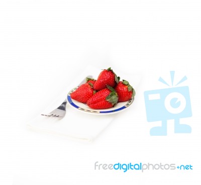 Fresh Strawberries Dish Over White Stock Photo