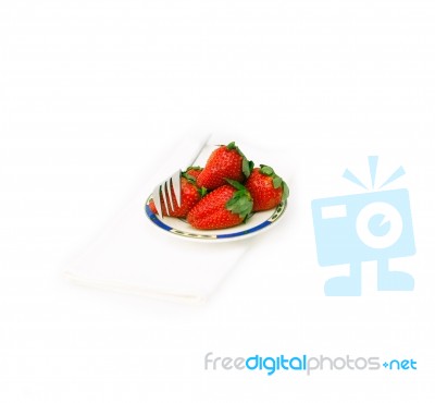 Fresh Strawberries Dish Over White Stock Photo