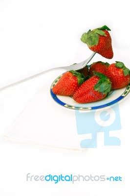 Fresh Strawberries Dish Over White Stock Photo