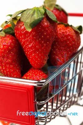 Fresh Strawberries On Cart Stock Photo