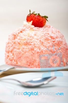 Fresh Strawberry And Whipped Cream Dessert Stock Photo