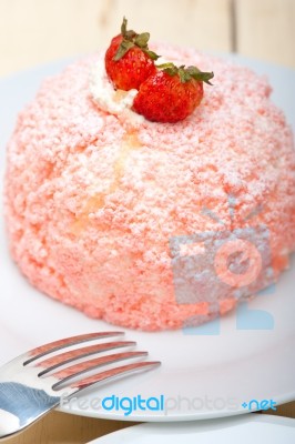 Fresh Strawberry And Whipped Cream Dessert Stock Photo