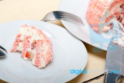 Fresh Strawberry And Whipped Cream Dessert Stock Photo