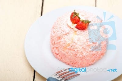 Fresh Strawberry And Whipped Cream Dessert Stock Photo