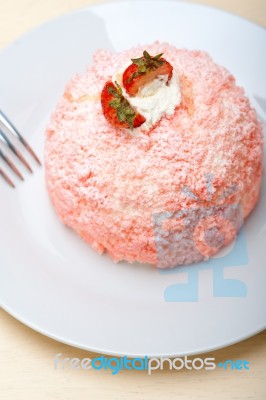 Fresh Strawberry And Whipped Cream Dessert Stock Photo