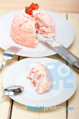 Fresh Strawberry And Whipped Cream Dessert Stock Photo