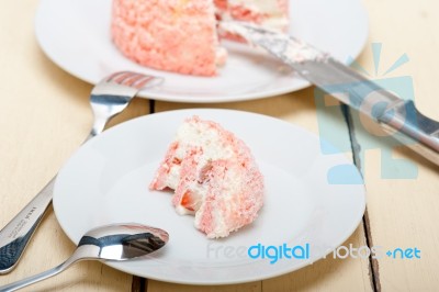 Fresh Strawberry And Whipped Cream Dessert Stock Photo