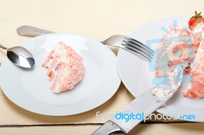 Fresh Strawberry And Whipped Cream Dessert Stock Photo