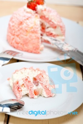 Fresh Strawberry And Whipped Cream Dessert Stock Photo