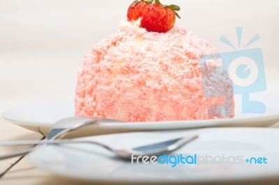 Fresh Strawberry And Whipped Cream Dessert Stock Photo