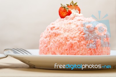 Fresh Strawberry And Whipped Cream Dessert Stock Photo