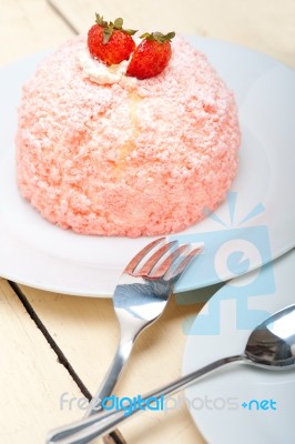 Fresh Strawberry And Whipped Cream Dessert Stock Photo