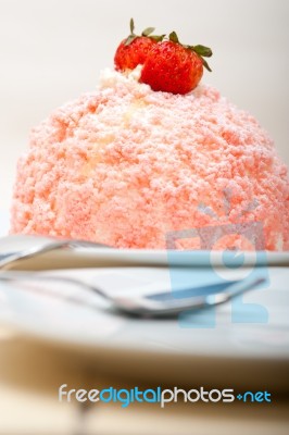 Fresh Strawberry And Whipped Cream Dessert Stock Photo