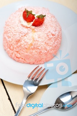 Fresh Strawberry And Whipped Cream Dessert Stock Photo