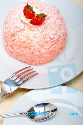 Fresh Strawberry And Whipped Cream Dessert Stock Photo