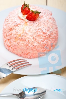 Fresh Strawberry And Whipped Cream Dessert Stock Photo