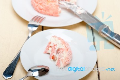 Fresh Strawberry And Whipped Cream Dessert Stock Photo