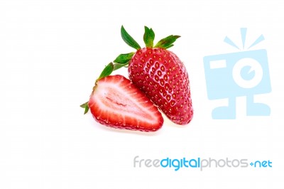 Fresh Strawberry Isolated On White Background Stock Photo