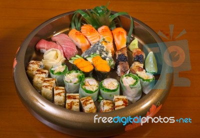 Fresh Sushi Choice Combination Assortment Selection Stock Photo