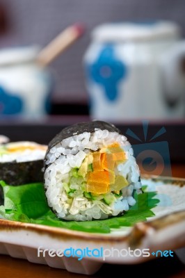 Fresh Sushi Choice Combination Assortment Selection Stock Photo