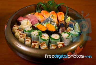 Fresh Sushi Choice Combination Assortment Selection Stock Photo