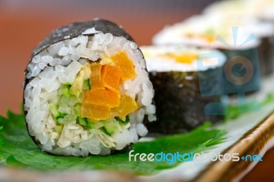 Fresh Sushi Choice Combination Assortment Selection Stock Photo