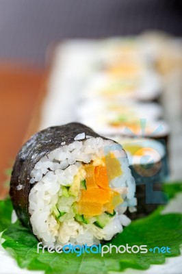 Fresh Sushi Choice Combination Assortment Selection Stock Photo