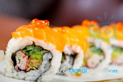 Fresh Sushi Choice Combination Assortment Selection Stock Photo