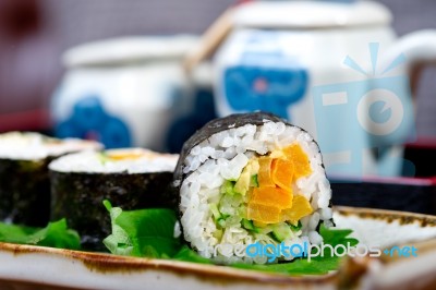 Fresh Sushi Choice Combination Assortment Selection Stock Photo