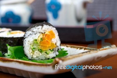 Fresh Sushi Choice Combination Assortment Selection Stock Photo