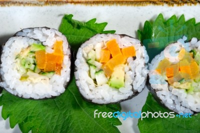 Fresh Sushi Choice Combination Assortment Selection Stock Photo