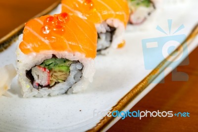 Fresh Sushi Choice Combination Assortment Selection Stock Photo