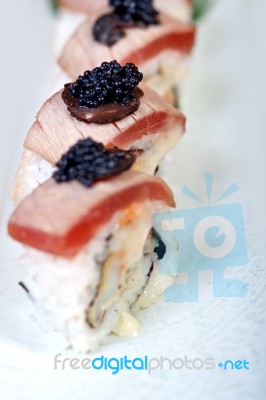 Fresh Sushi Choice Combination Assortment Selection Stock Photo