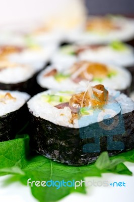 Fresh Sushi Choice Combination Assortment Selection Stock Photo