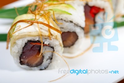 Fresh Sushi Choice Combination Assortment Selection Stock Photo