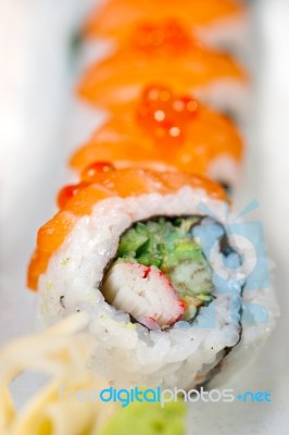 Fresh Sushi Choice Combination Assortment Selection Stock Photo