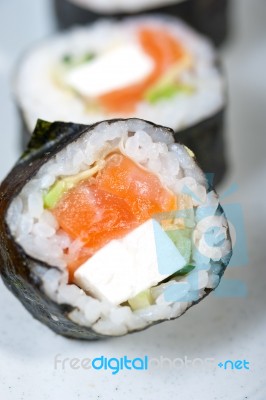 Fresh Sushi Choice Combination Assortment Selection Stock Photo