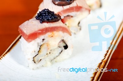 Fresh Sushi Choice Combination Assortment Selection Stock Photo