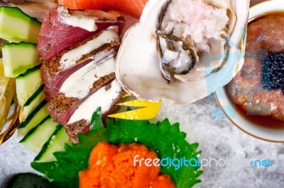 Fresh Sushi Choice Combination Assortment Selection Stock Photo