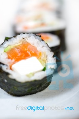 Fresh Sushi Choice Combination Assortment Selection Stock Photo