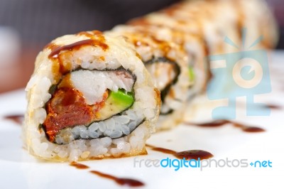 Fresh Sushi Choice Combination Assortment Selection Stock Photo