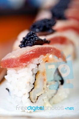 Fresh Sushi Choice Combination Assortment Selection Stock Photo