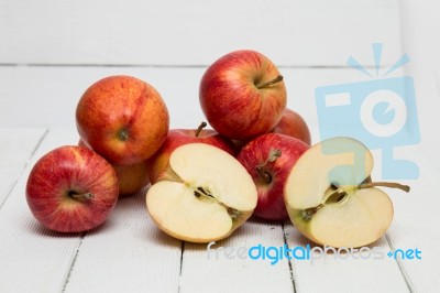 Fresh Tasty Red Apple Fruits Isolated On A White Background Stock Photo