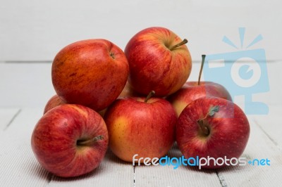 Fresh Tasty Red Apple Fruits Isolated On A White Background Stock Photo