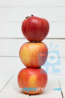 Fresh Tasty Red Apple Fruits Isolated On A White Background Stock Photo